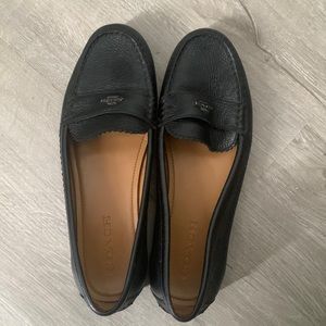 Coach Women's Size 9 Penny Pebble Grain Leather Loafers Black